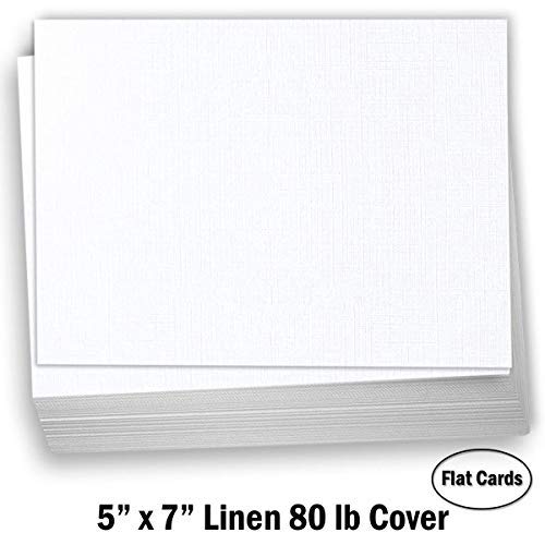 Hamilco 5x7 White Linen Textured Cardstock Paper Blank Index Cards Flat Card Stock 80lb Cover – 50 Pack - size: 50 Cards