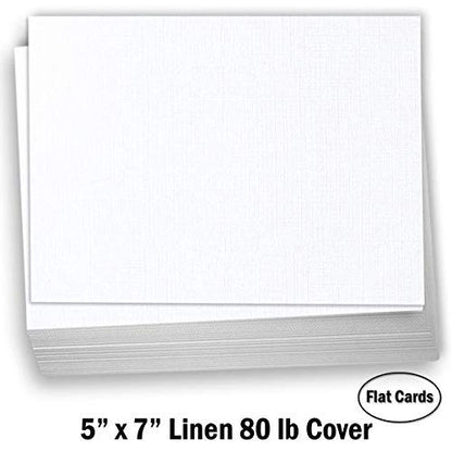 Hamilco 5x7 White Linen Textured Cardstock Paper Blank Index Cards Flat Card Stock 80lb Cover – 50 Pack - size: 50 Cards