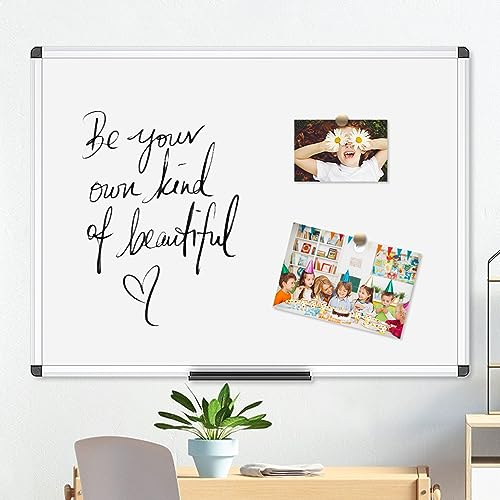 VIZ-PRO Magnetic Dry Erase Board, 48 X 24 Inches, Silver Aluminium Frame - size: 48"W x 24"H