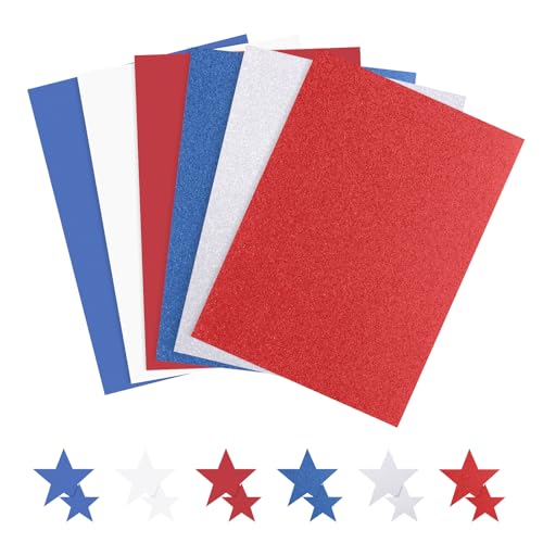60 Sheets Red White Blue Cardstock 8.5x11 Card Stocks Patriotic Glitter Scrapbook Paper 4th of July Red Blue Construction Paper for Crafts Invitation Cards Home School Office Patriotic Party Supplies - color: Red White Blue