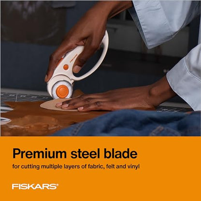 Fiskars 45mm Rotary Cutter for Fabric with Ergonomic Loop Grip, Premium Steel Rotary Fabric Cutter Blade for Precise Cuts, Arts and Crafts, Sewing Supplies and Quilting Tools - color: Standard