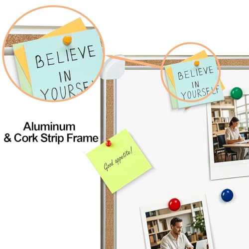 Large Magnetic White Board for Wall,Aluminum & Cork Strip Frame Whiteboard for Office,Presentation Dry Erase Board Wall Mount,Large Whiteboard for School Classroom Huge Whiteboards (48" W x 36" H) - size: 48"W x 36"H