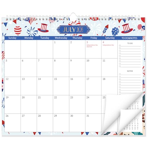 GuassLee Wall Calendar 2026-2027, School Year Calendar from Jun. 2026 to Dec. 2027, 19-Month Paper Wall Calendar with To-Do List and Notes for Office School Home Teacher Planning, 14” x 11.5” - color: Blue, size: Jun Horizontal