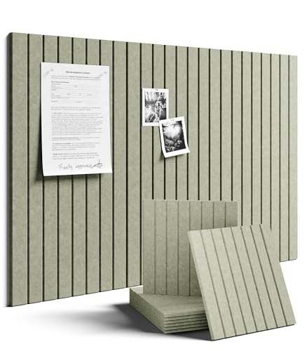 Fluxynara Large Felt Bulletin Board 36" x 24" Cork Board Alternative-6 Pack with 32 Safe Removable Adhesive Tabs, Cork Boards for Walls Cork Board for Home Office Classroom Pin Board - Sage Green - color: Sage, size: Fine-stripe 6-pack