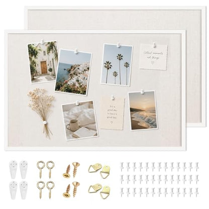 OWLKELA 20'' x 30'' Linen Bulletin Board 2 Pack, White Framed Cork Board, Perfect for Office & Home Decor, School, Cubicle - size: 30" x 20" 2Pcs