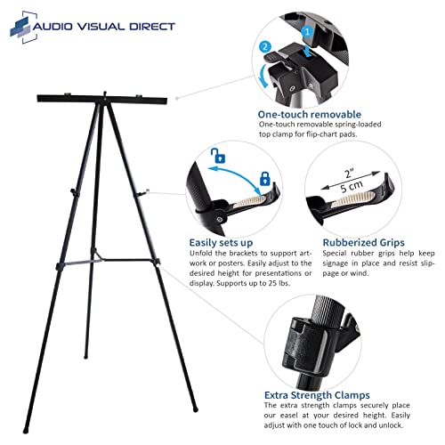 Lightweight Aluminum Flip-Chart Presentation Easel (2-Pack, Black) - color: Black, size: 2 Easels