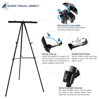 Lightweight Aluminum Flip-Chart Presentation Easel (2-Pack, Black) - color: Black, size: 2 Easels
