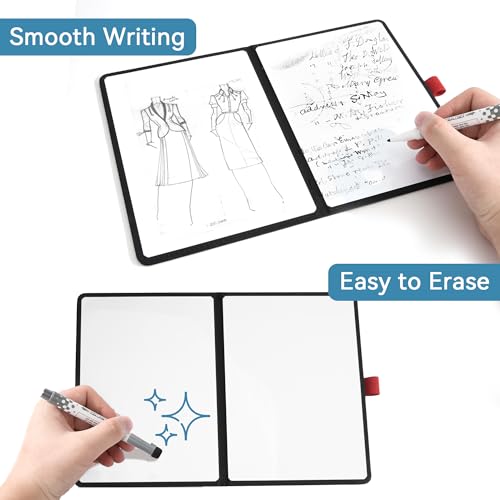 A5 Pocket White Board - Double-Sided Dry Erase Board 8x6 inch - Ultra-Thin 0.3" Portable Whiteboard with Markers & Erase | Anti-Ghosting Surface for Office Home School Student(Double-A5 Black) - size: Double-A5 Black