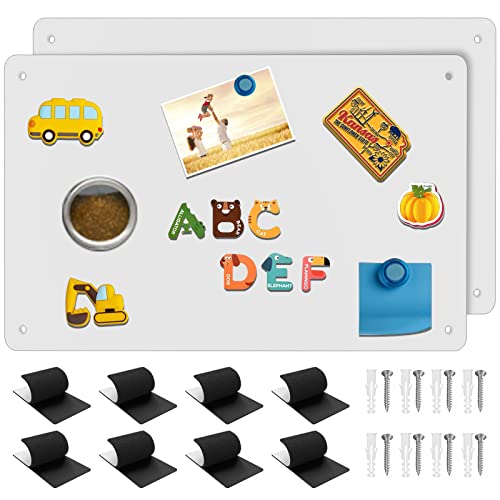 2Pack Magnetic Board,17.1" x 11.8" Magnet Display,for Magnets and Bulletin Board,Suitable for Wall, Refrigerator, Compartment, Cabinet etc,Comes with Dual Lock Tape for Easy Hanging (White - color: White, size: 17.1"W x 11.8"H - 2 Pack