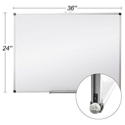 XIWODE Magnetic Dry Erase Board, Wall Mounted Whiteboard, 36 x 24 Inch, Lightweight White Board, Erase Board Silver Aluminium Framed with Lacquered Steel Surface - color: Silver, size: 36X24