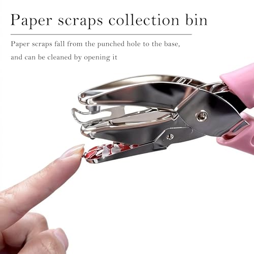 2 Pack Handheld Hole Punch Set - Heart and Star Shape Single Hole Puncher, 1/4 Inch Craft Punch with Soft Grip & Storage for Scrapbooking, Card Making, Gift Wrapping (Pink, Multi-Shape Kit) - color: Star+Heart