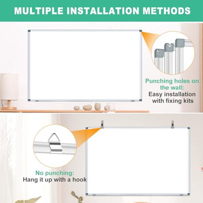 H-Qprobd 4' x 3' Whiteboard Dry Erase White Board for Wall 48x36 (2pcs) Magnetic Boards for Office Classroom & Home, Small Wall Whiteboard Including 6 Markers, 20 Magnets, 2 Erasers - size: 48"x36"(2pcs)
