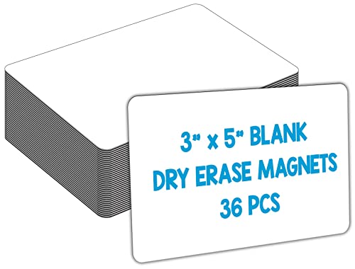 IMAGAME Dry Erase Magnets, Blank Magnetic Dry Erase Labels, 36-Pack, Erasable Magnets for Whiteboard, Multipurpose White Magnetic Labels to Write On for Classroom, Home, Education, Office, 3" x 5" - size: 3" x 5" Blank