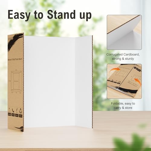 HAUTOCO 3 Pcs Small Black Trifold Poster Board 21 x 14 inches and 12 Pack White Trifold Poster Board 26'' x 15.74'' for Science Fairs, School Projects