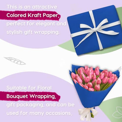 PerkHomy 17.8" x 1,440" (120') Blue Kraft Paper Roll for Craft Bulletin Board Paper Art Table Covering Crafting Gift Wrapping Bouquet Packing Parcel 80GSM 55LB (Blue, 17.8" x 120') - color: Blue, size: 17.8" Width x 120' Length