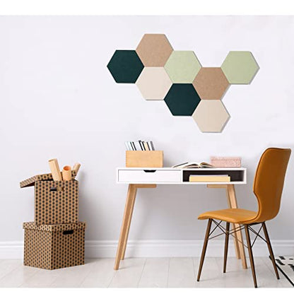 LAJAR 8 Pcs Self Adhesive Felt Bulletin Board Tiles (Large), Hexagon Color Felt Pin Board Wall Tiles for Photos, Pictures, Memos (Green Large) - color: Green