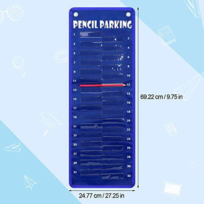 Sabary Pencil Parking Pocket for Classroom,Hanging Pencil Holder Wall Organization Numbered pencils Dispenser with Magnetic Strip Grommets for Back to School Student Essentials(Simple) - style: Simple