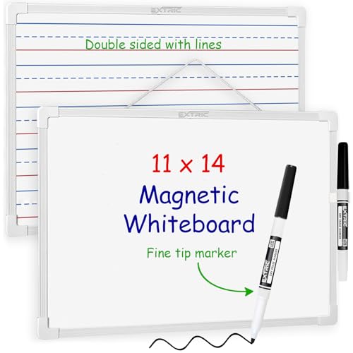 EXTRIC Dry Erase Board 11" x 14" – Magnetic, Double-Sided (Lined & Blank) Mini Whiteboard with Marker, Small Lap Board for Classroom, Homeschool - size: 11"W x 11"H