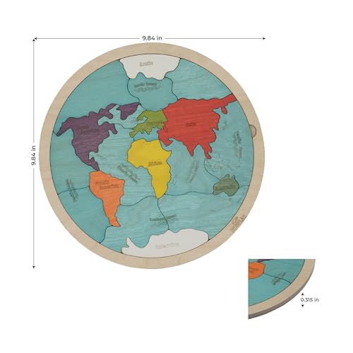 7 Continents & 5 Oceans of the Earth Wooden Jigsaw Puzzle for Kids | 21 Puzzle Pieces | Learning & Educational Toy Gift for Boys & Girls Ages 4 Years and Above - style: World Map - Continents and Oceans