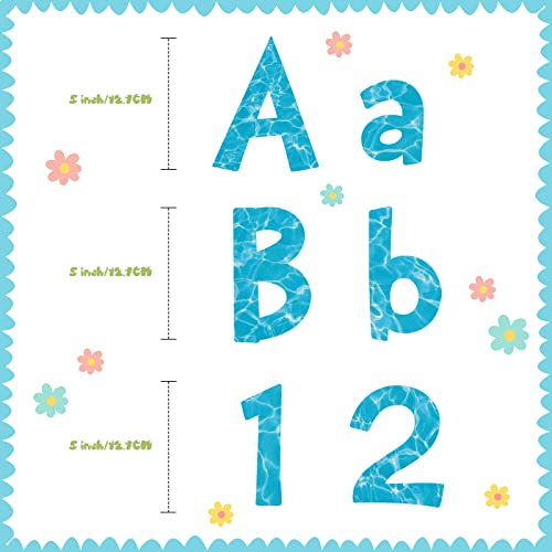 Tenare 134 Pieces 5 Inch Bulletin Board Letters Alphabet Numbers Letters Combo Set Cutouts for Bulletin Board Display Home Back to School Decor(Sea Style) - style: Sea Style