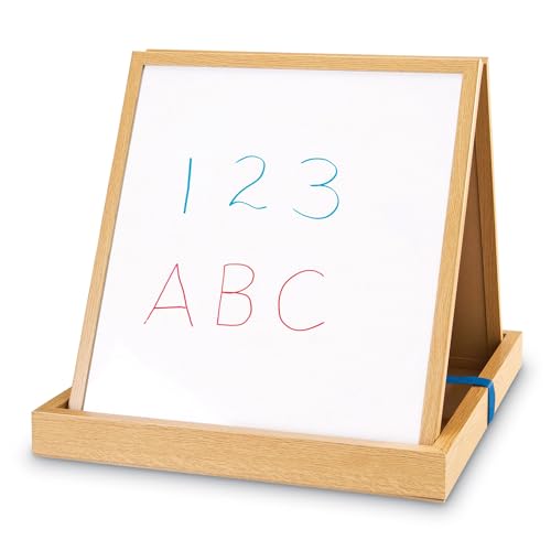 Learning Resources Double-Sided Tabletop Easel - Magnetic Easel for Kids, Classroom Tabletop Whiteboard, White Board for Kids, Toddler Dry Erase Board