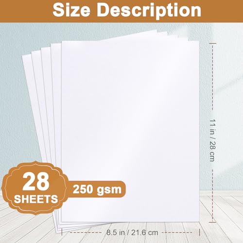 Silunkia 28 Sheets White Shimmer Cardstock 8.5 x 11 Printer Paper, 92lb Heavyweight Paper Card Stock for DIY Card Making, Greeting Cards, Wedding Invitations, Menus, School Crafts - color: White, size: 28 Sheets