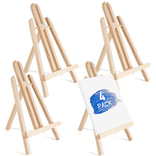 Falling in Art 12Inch Wood Easel Stand, Tabletop Display Stand A-Frame Artist Easel for Painting Canvas, Portable Photo, Picture and Sign Holder (4 Pack) - style: 4 Pack