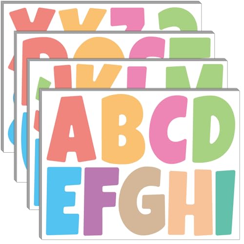 Bemeol 234 Pieces 4 Inch Bulletin Board Letters Alphabet Cutout Letter for Bulletin Board Display Home Classroom School Decor(Colorful) - color: Colorful, size: 4 Inch