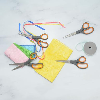 Westcott 8-Inch Titanium Bonded Straight Scissors, Soft Handle, Gray/Yellow, 4-Pack - size: 4-Pack