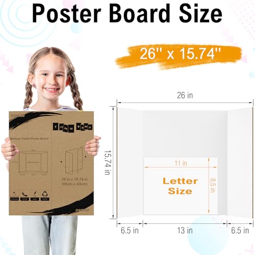 HAUTOCO 3 Pcs Small Black Trifold Poster Board 21 x 14 inches and 12 Pack White Trifold Poster Board 26'' x 15.74'' for Science Fairs, School Projects