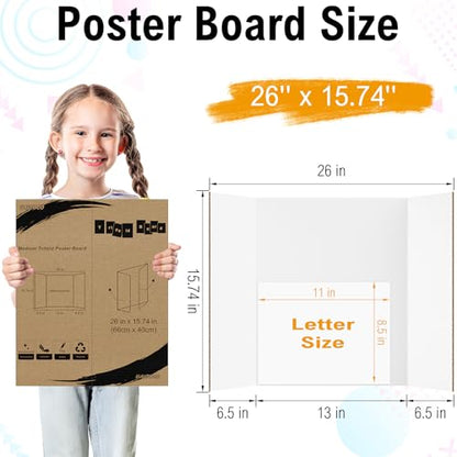 HAUTOCO 3 Pcs Small Black Trifold Poster Board 21 x 14 inches and 12 Pack White Trifold Poster Board 26'' x 15.74'' for Science Fairs, School Projects