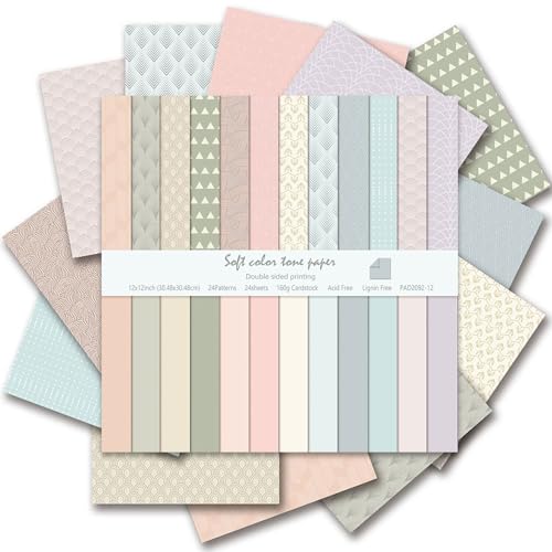 24 Sheets Scrapbook Paper - Boho Patterned Cardstock Paper Pads, 12"x12" 160gsm Coloured Double Sided Decorative Craft Papers for Scrapbooking, Card Making, Journaling and DIY Projects (Boho 1) - color: Boho 1