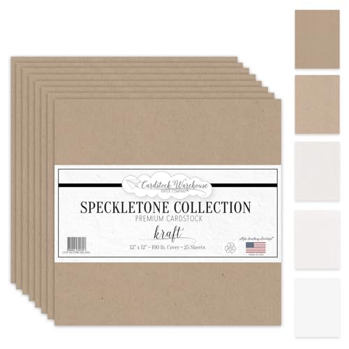 Cardstock Warehouse Speckletone Kraft Brown Card Stock Paper – 25 Sheets, 12 x 12", 100 lb/270 gsm – 100% Recycled Premium Matte Cardstock for Cardmaking, Scrapbooking, Printing, and DIY Projects - color: Kraft Brown, size: 12 x 12 - 25 Sheets