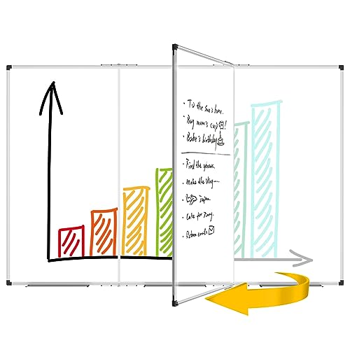 XBoard 118 x 48 Inch Magnetic Dry Erase Board, Oversized Foldable Whiteboard with Marker Tray 10' x 4' | Aluminum Frame - size: 118"W x 48"H
