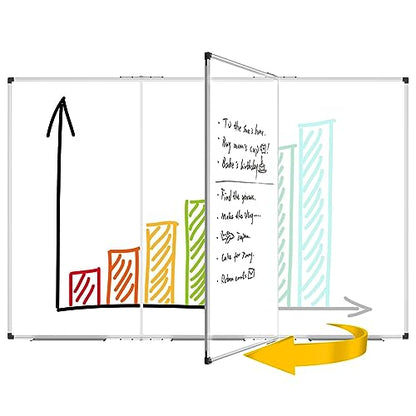 XBoard 118 x 48 Inch Magnetic Dry Erase Board, Oversized Foldable Whiteboard with Marker Tray 10' x 4' | Aluminum Frame - size: 118"W x 48"H