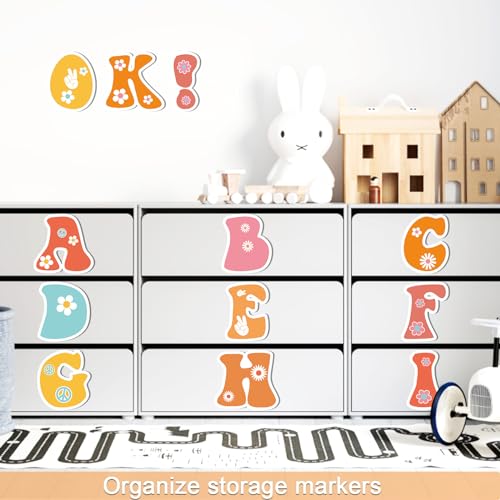 150 PCS Large 6" Font Letters and Punctuation Set, Groovy Party Hippie Boho Daisy Classroom Alphabet for Bulletin Board Display Home School, A Great Helper to Inspire Students' Learning Interest - style: Groovy