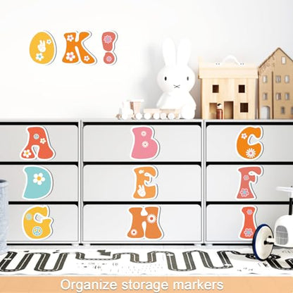 150 PCS Large 6" Font Letters and Punctuation Set, Groovy Party Hippie Boho Daisy Classroom Alphabet for Bulletin Board Display Home School, A Great Helper to Inspire Students' Learning Interest - style: Groovy