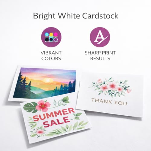 White Cardstock Paper 8.5 x 11 Inch, 65 lb / 176 GSM Thick Card Stock Sheets, Heavyweight Printer Paper for Cards, Invitations, Crafts & Office Printing, 75 Sheets