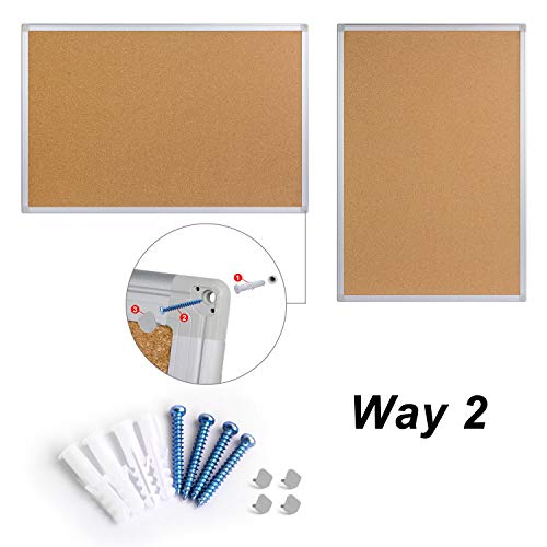 Cork Board Bulletin Board 20 x 30 Inches, Silver Aluminium Framed Corkboard, Office Board for Wall Cork, Large Wall Mounted Notice Pin Board - size: 20" x 30"