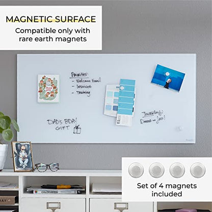 ECR4Kids MessageStor Dry-Erase Glass Board and Magnets, Office Essentials, White - style: White