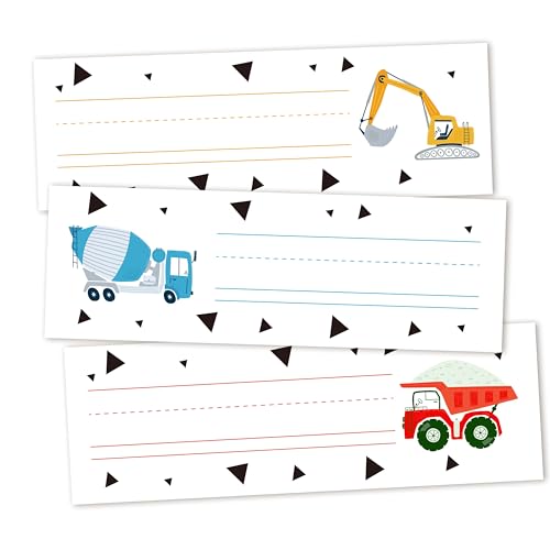 30 Name Tags for Classroom Cubbies, 3x9 in Constructions Name Plates for Desks, Classroom Must Haves for Teachers Elementary - A08 - style: Constructions
