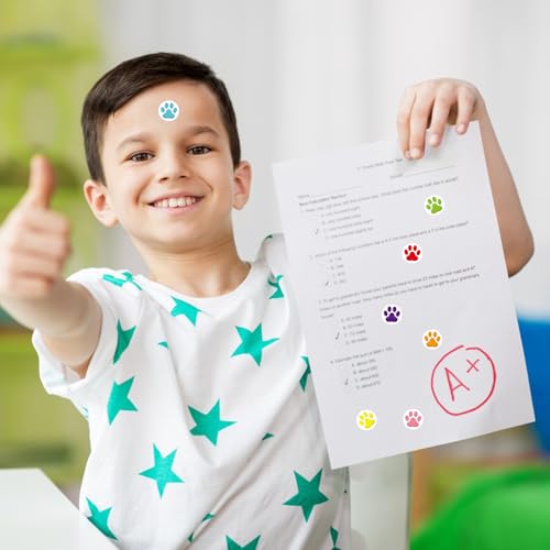 7200Pcs Paw Print Stickers, Colorful Mini Puppy Paw Stickers Classroom Teachers Incentive Reward Decal Behavior Chart Sticker for Home School Students Teachers Supplies - style: Paw Prints