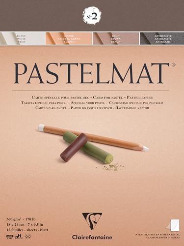 Clairefontaine 96005C Pastelmat, glued, 18x24cm, 18 x 24 cm, Assorted Colours - size: 18 x 24 cm, style: Card Pad No 2