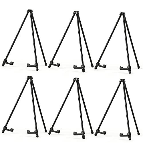 14" High Tabletop Instant Display Easel - Black Steel Small Tripod Easel Stand with Adjustable Holders for Pictures, Paintings, Posters and Store Signs(6 Pack) - style: 6 Pack Black