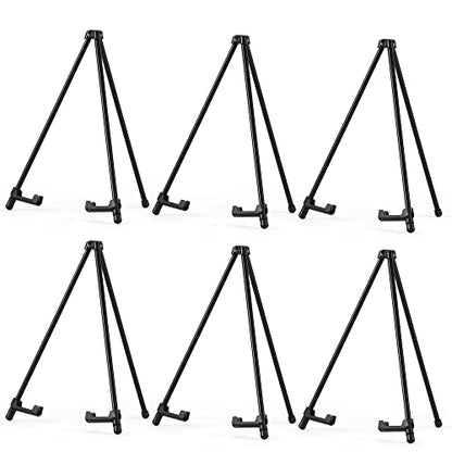 14" High Tabletop Instant Display Easel - Black Steel Small Tripod Easel Stand with Adjustable Holders for Pictures, Paintings, Posters and Store Signs(6 Pack) - style: 6 Pack Black