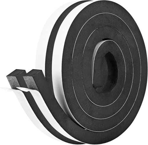 Kikerike Self Adhesive Foam Tape Weatherstrip 1/in x 3/4In x 13Ft High Density Foam Insulation Strips Seal Weather Stripping with Strong Adhesive for Door and Window Sound Isolation Soundproofing - size: 1in x 3/4in x 13Ft