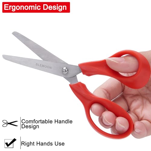 5" Small School Student Blunt Tips Children Craft Scissors,3 Pack | Sharp Stainless Steel Blades Safety Comfort Grip for Preschool Kids Cutting Paper in the Class,School and Home,Red