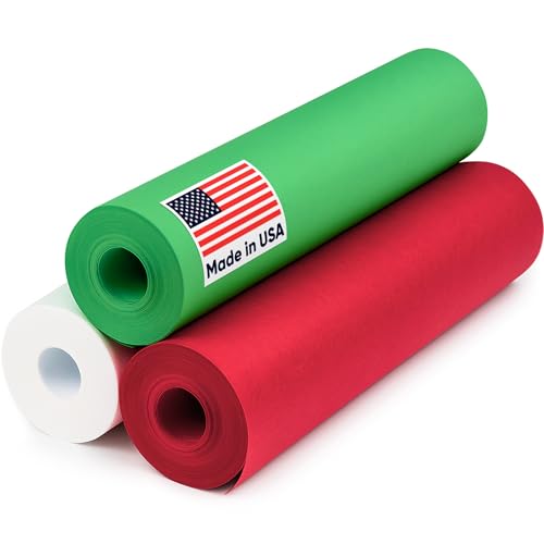 12" x 1200" (100 ft) Red, Green, White Christmas Kraft Paper Set, 3 Rolls | 45 lbs - Made in USA Christmas Art Colored Paper, Gift Wrapping - color: Christmas, size: 12"W x 1200"L