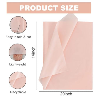 BEISHIDA 100 Sheets Grey Pink Tissue Paper Bulk, Wrapping Tissue Paper for Gift Bags, 14 x 20 Inch Gift Wrap for Valentine Birthday Wedding Graduation DIY Crafts Holiday Flowers - color: grey pink