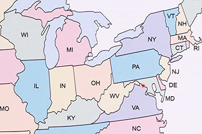 Student Lapboard with USA Map and State Names, 11" x 17" x 1/8" Double Sided Non-Magnetic Lap Board. US Map with State Name Abbreviations on One Side - color: Map With State Names